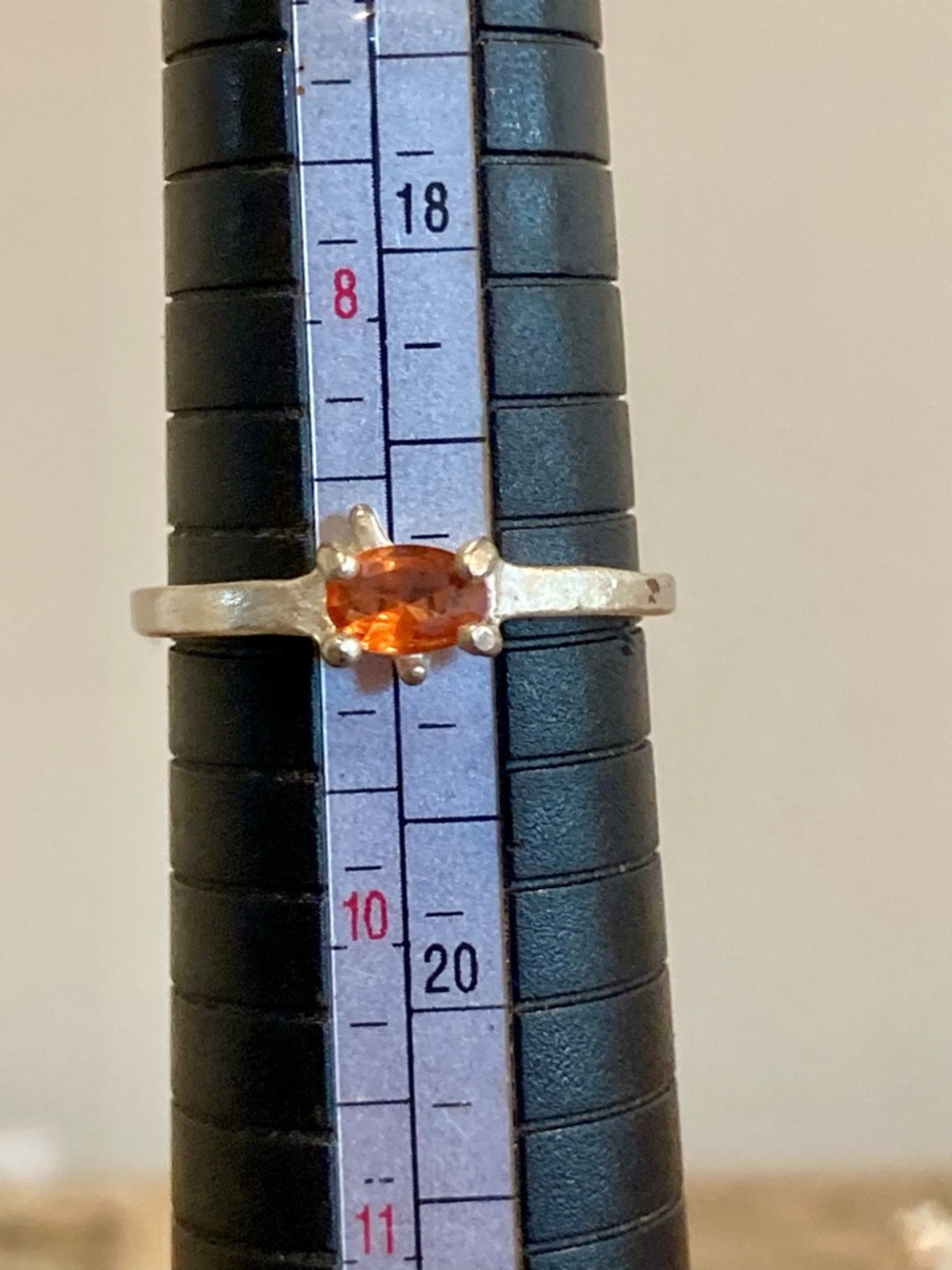 Sterling Silver Orange Gemstone Ring • Size 9 • Handmade Look • Wonky Prong - Picture 8 of 16